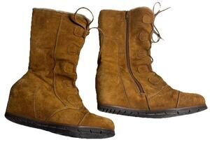 Baretraps Women’s Sz 9M Brinda Lace Up Wedge Cold Weather Boots Faux Fur